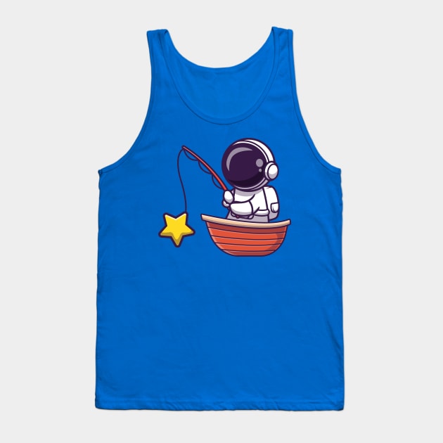 Astronaut Fishing Star On Boat Cartoon Tank Top by Catalyst Labs